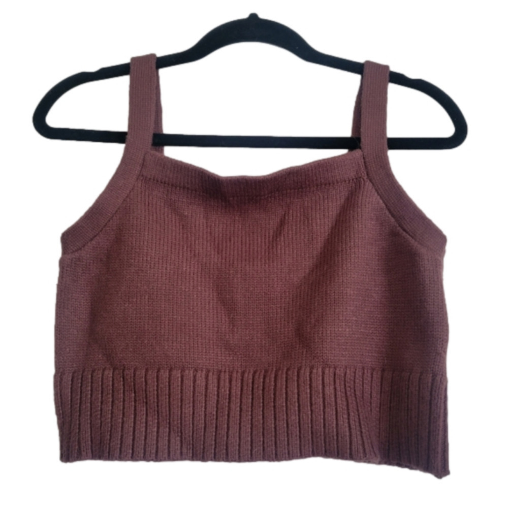 Garage Brown Knit Sweater Crop Top sz L - Brand New with Tags